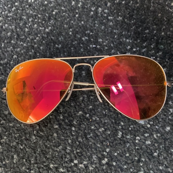 Authentic Ray-Ban Aviator Orange Mirror Flash Lenses with Gold Frame main image 4